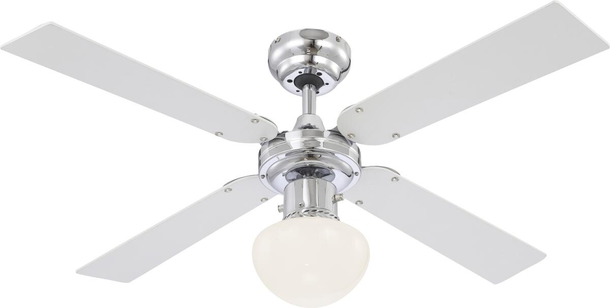 GLOBO Deckenventilator Champion weiß silber Chrom H/D: ca. 41x105 cm max. 60 W