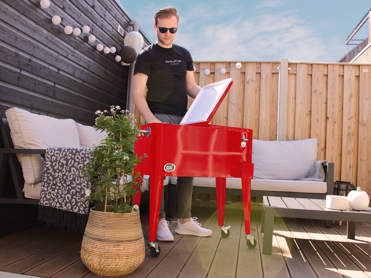 AXI Outdoor Living Getränkekühler Retro rot Metall B/H/L: ca. 43x89x92 cm