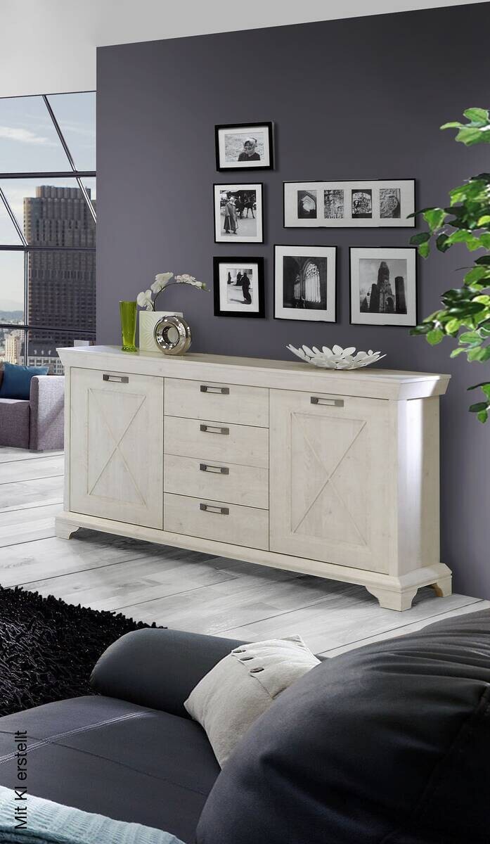 Sideboard weiß Pinie Nachbildung B/H/T: ca. 178x96x48 cm