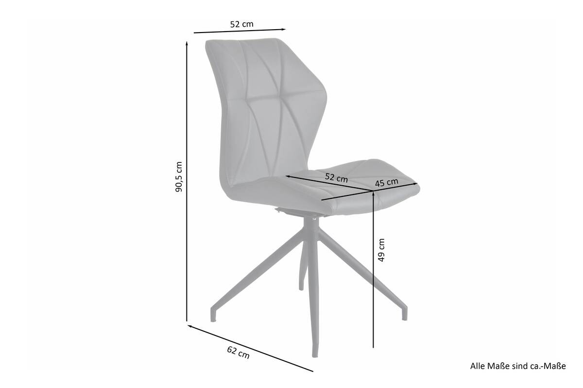 Stuhl IMKE 2er-Set grau schwarz Kunstleder Metall B/H/T: ca. 52x90,5x62 cm