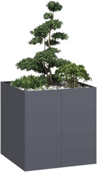 vidaXL Pflanzkübel anthrazit Stahl B/H/L: ca. 80x80x80 cm