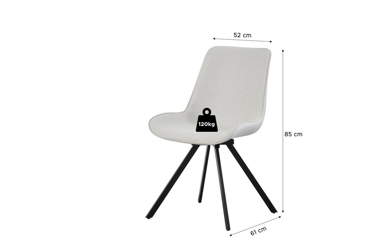 Drehstuhl EMILIA, 2er Set creme Webstoff B/H/T: ca. 52x85x61 cm