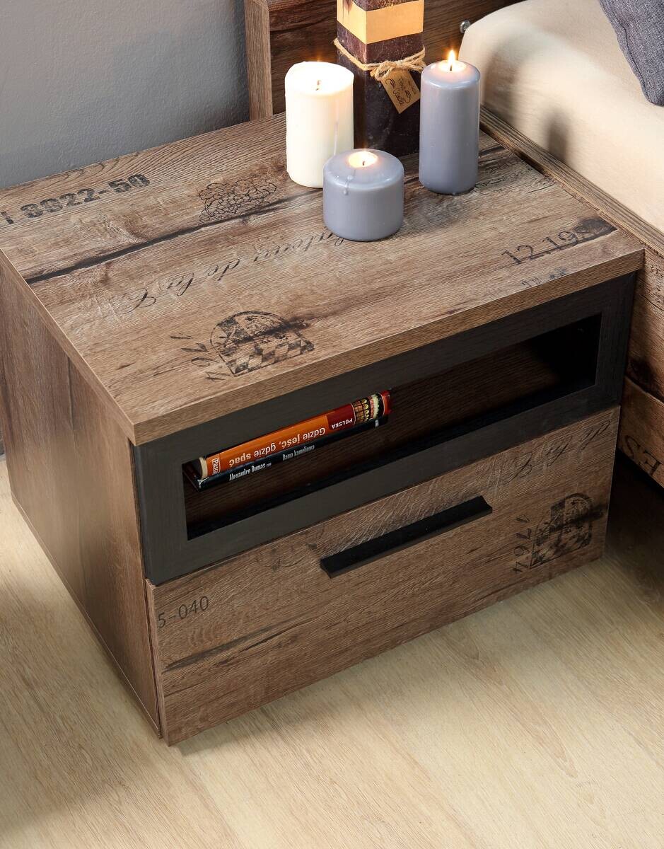 Nachtkonsole schlamm Eiche Nachbildung B/H/T: ca. 52x40,8x41,3 cm