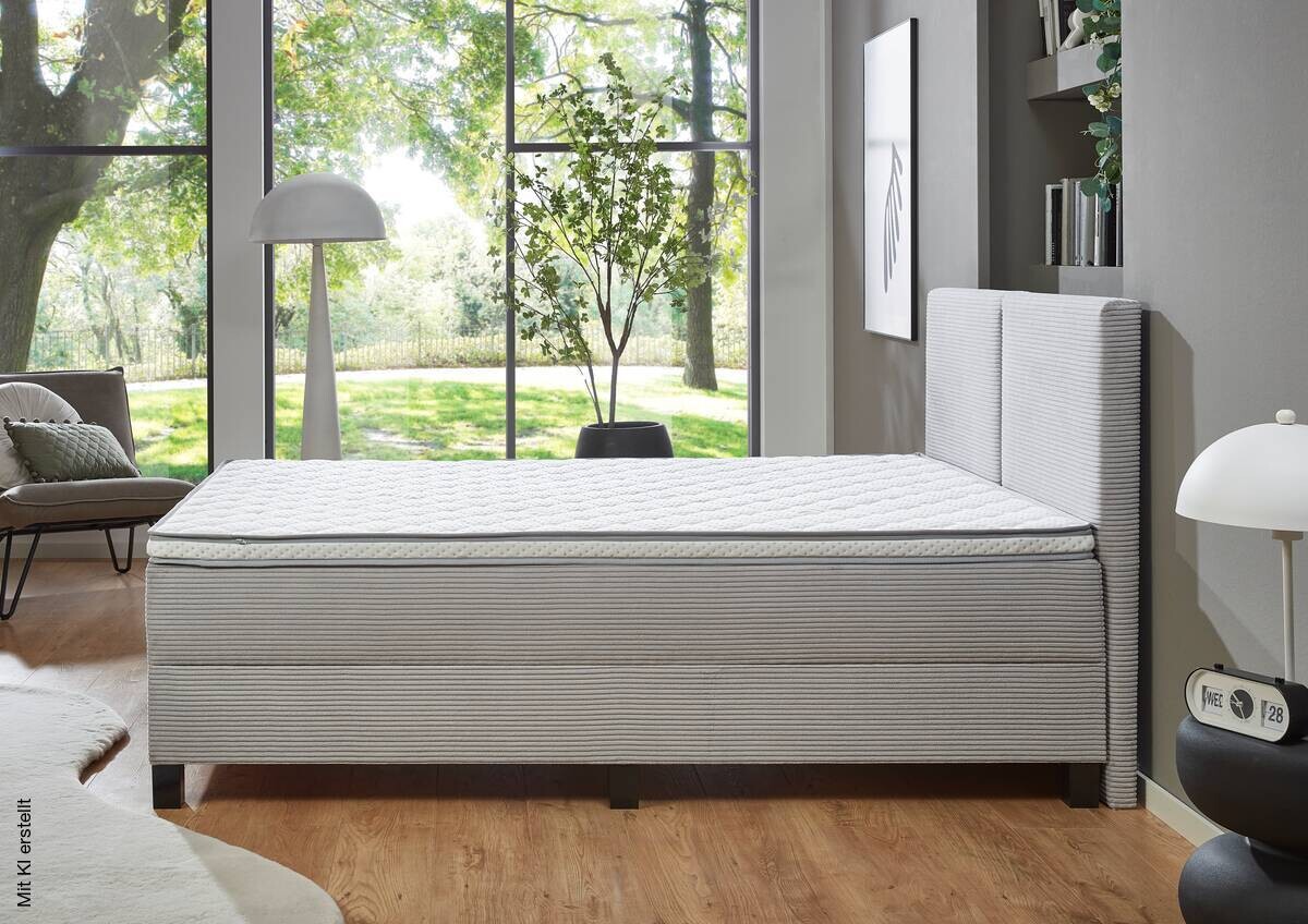 Boxspringbett Venedig inkl. integriertem Topper silber Liegefläche B/L: ca. 140x200 cm