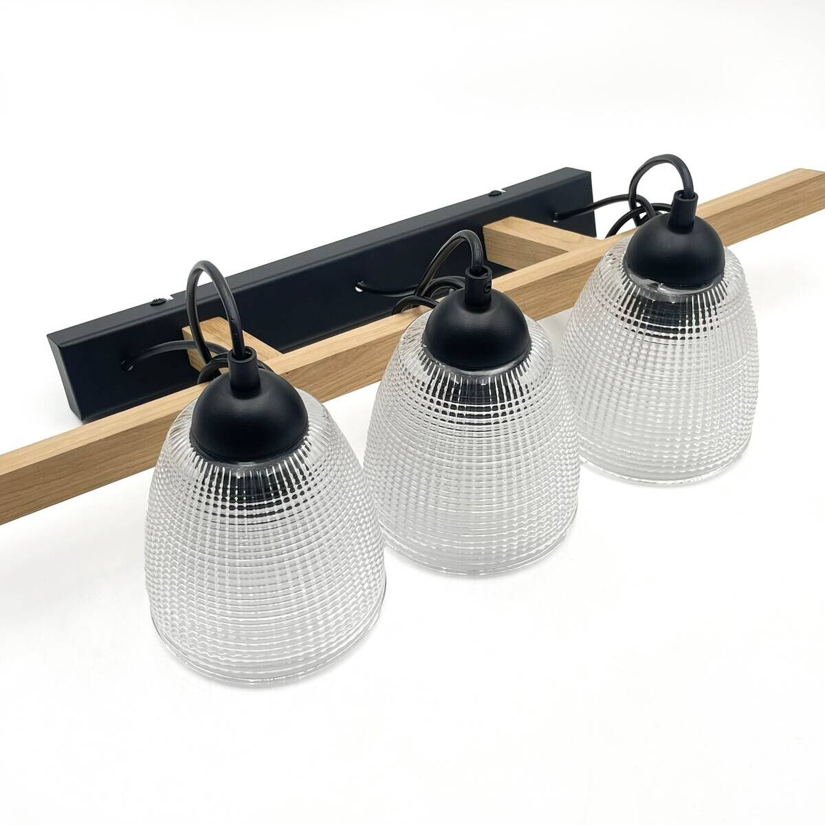 Lamkur Pendelleuchte Eiche Stahl B/H/L: ca. 60x88x60 cm E27 3 Brennstellen