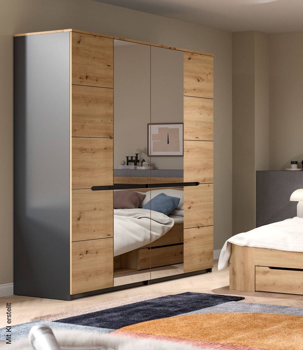 Kleiderschrank CANU basaltgrau Artisan Nachbildung B/H/T: ca. 180x198x59 cm