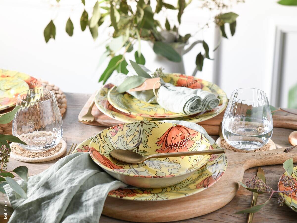 CreaTable Tafelservice Florentina gelb Steingut 18 tlg.