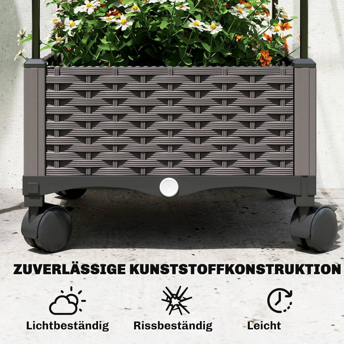 Outsunny Hochbeet mit Spalier schwarz Kunststoff B/H/T/L: ca. 40x185x40x40 cm
