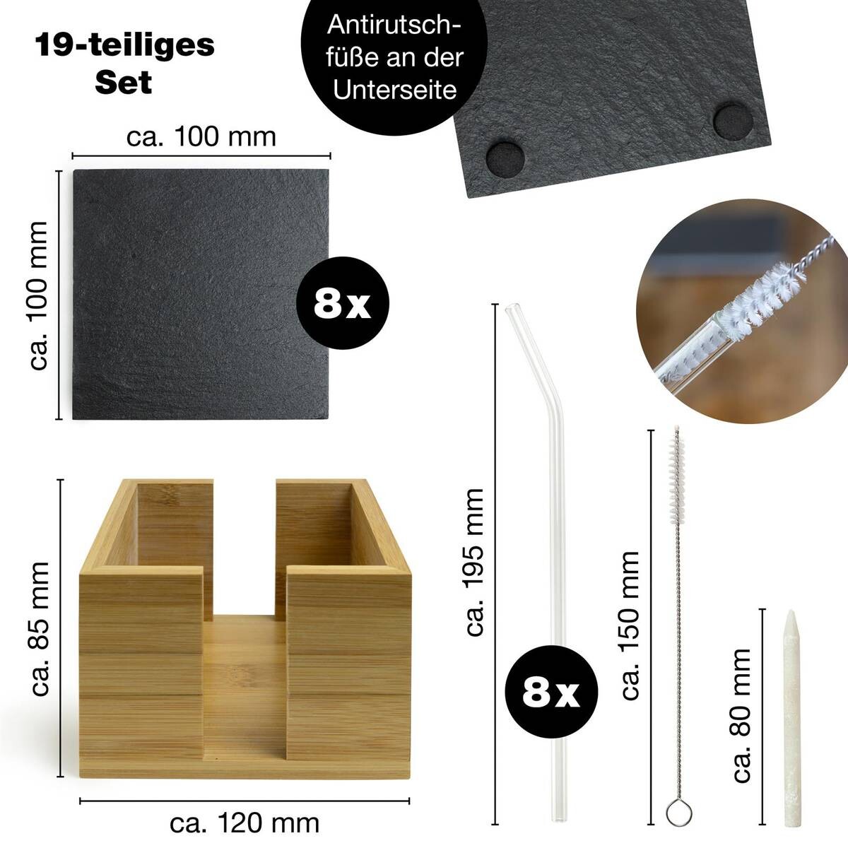 Moritz & Moritz Untersetzerset multicolor Schiefer