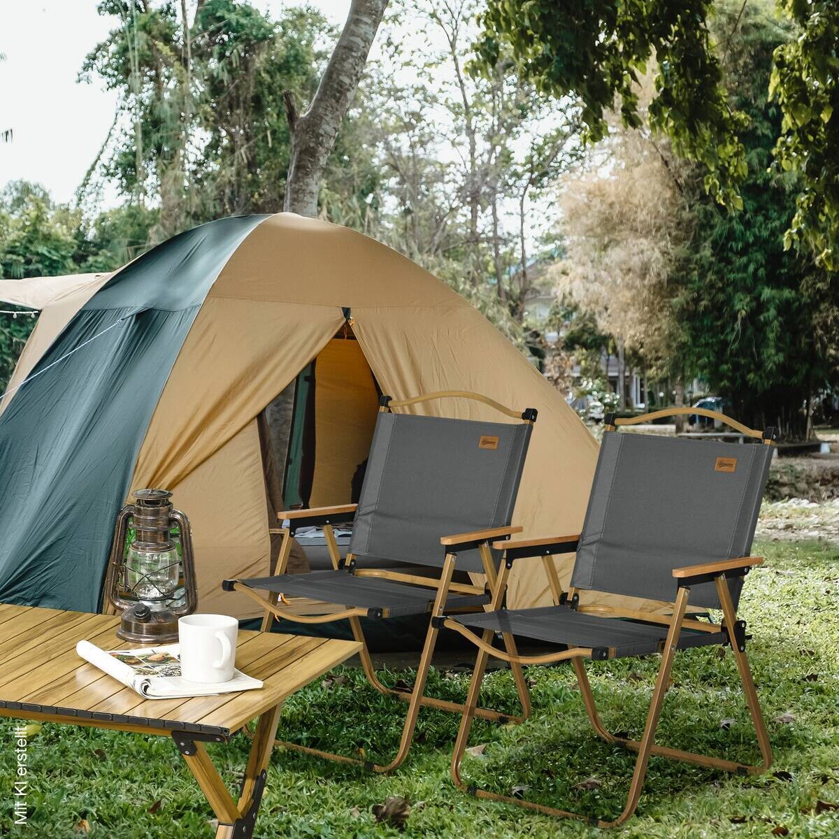 Outsunny Campinstuhl 2er Set dunkelgrau Stoff B/H/L: ca. 59x78x54 cm