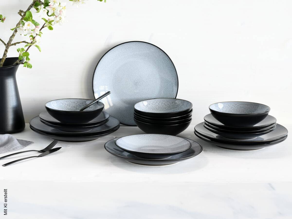 CreaTable Tafelservice Malmö grau Steinzeug 18 tlg.