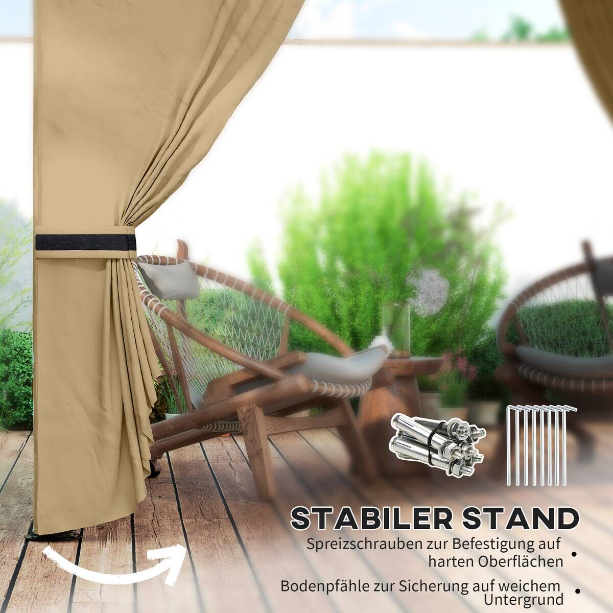 Outsunny Pavillon beige Polyester B/H/L: ca. 335x285x335 cm