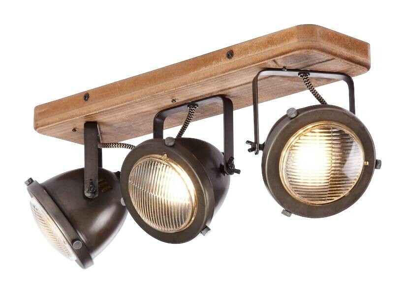 Brilliant Spotbalken Carmen 72030/84 braun Metall Holz B/H/T: ca. 43x18,5x11,5 cm GU10 3 Brennstellen