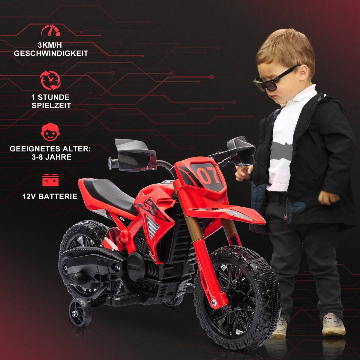 AIYAPLAY Kindermotorrad rot B/H/L: ca. 57x62x105 cm