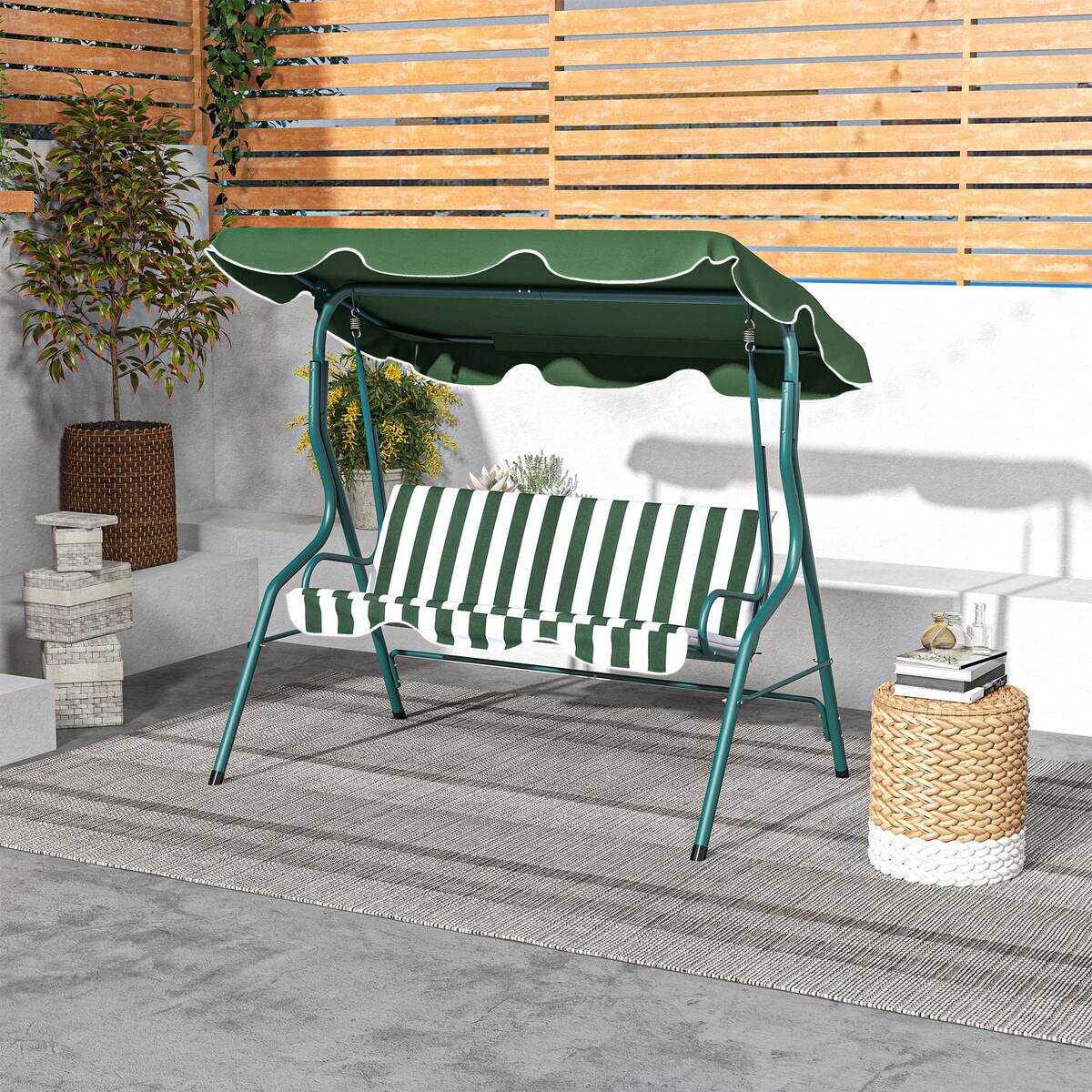 Outsunny Hollywoodschaukel grün Polyester B/H/L: ca. 110x170x153 cm