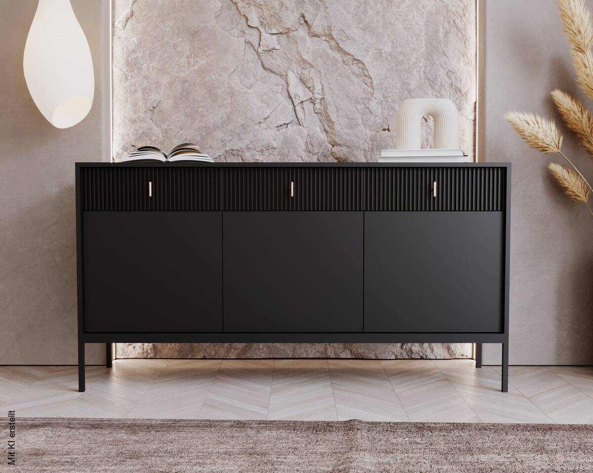 Kommode MAGGIORE schwarz B/H/T: ca. 154x82,5x39 cm