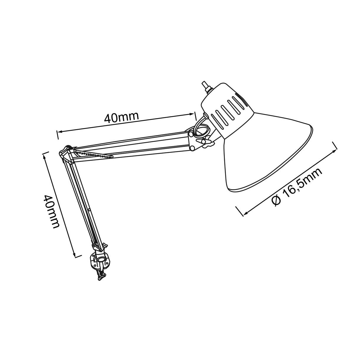 Brilliant Klemmleuchte Hobby 10802/06 schwarz Metall B/H/T: ca. 17x70x65 cm E27 1 Brennstellen