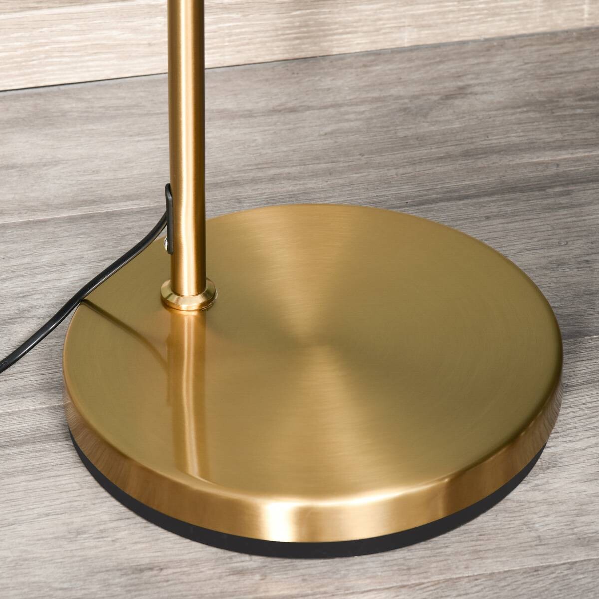 HOMCOM Stehlampe weiß gold Stahl Leinen B/H/T: ca. 37x153x37 cm