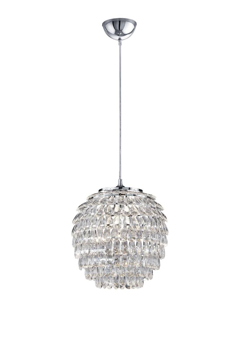 Reality Pendelleuchte R30451906 Petty Chrom transparent Metall Kunststoff H/D: ca. 160x35 cm E27 1 Brennstellen