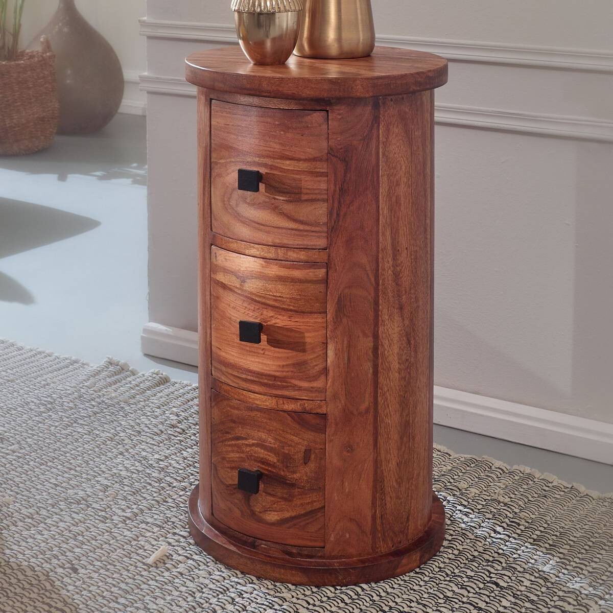 Sideboard natur schwarz lackiert B/H/T: ca. 35x65x35 cm