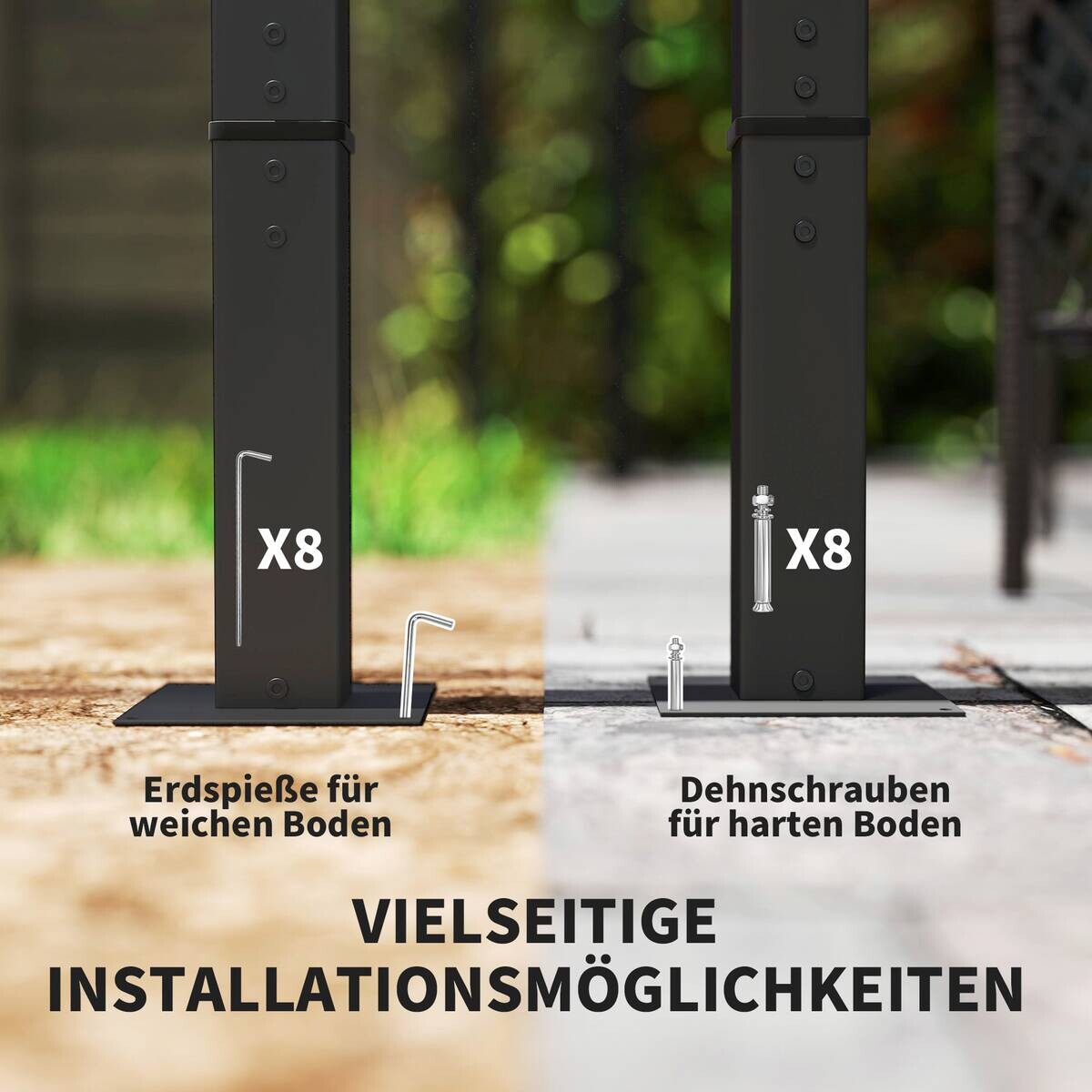 Outsunny Pergola dunkelgrau Metall B/H/L: ca. 300x227x300 cm
