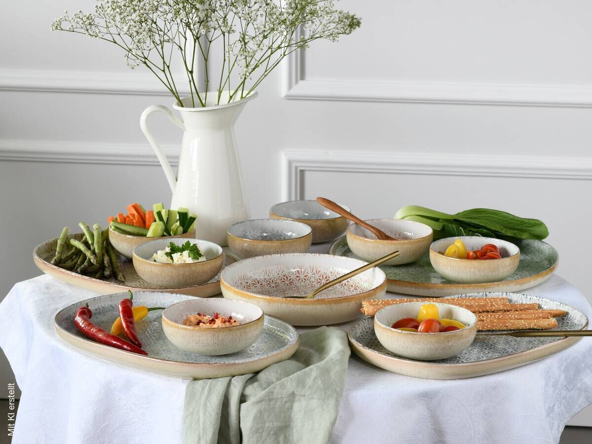 CreaTable Tafelservice Uno Emiliana blau Steinzeug 12 tlg.