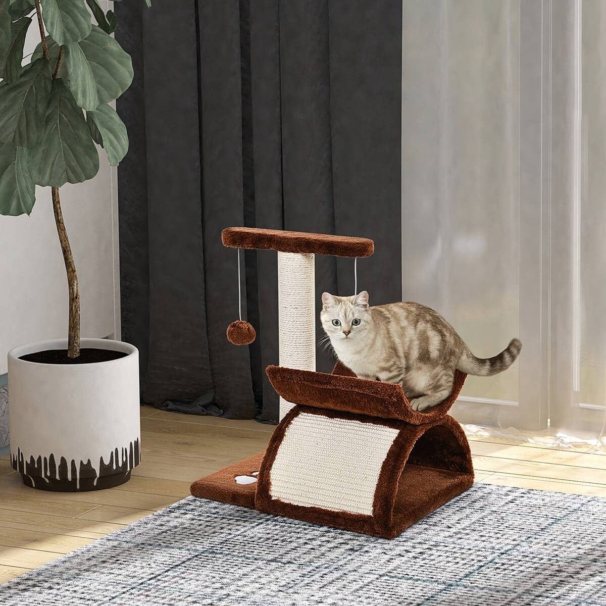 PawHut Katzenkratzbaum braun Spanplatte B/H/L: ca. 30x43x40 cm