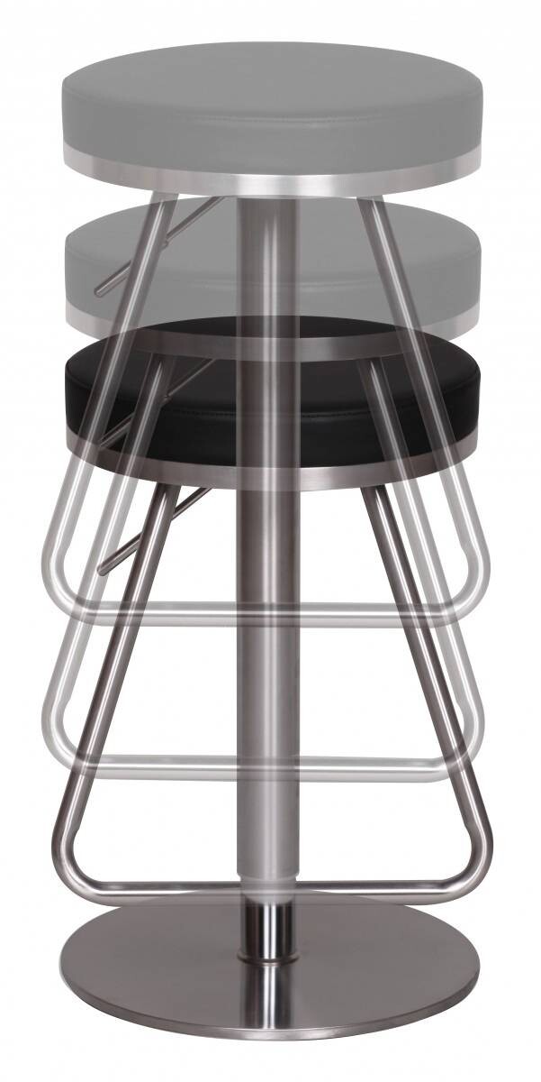 Barhocker schwarz Edelstahl Kunstleder Edelstahl B/H/T: ca. 39x54x39 cm