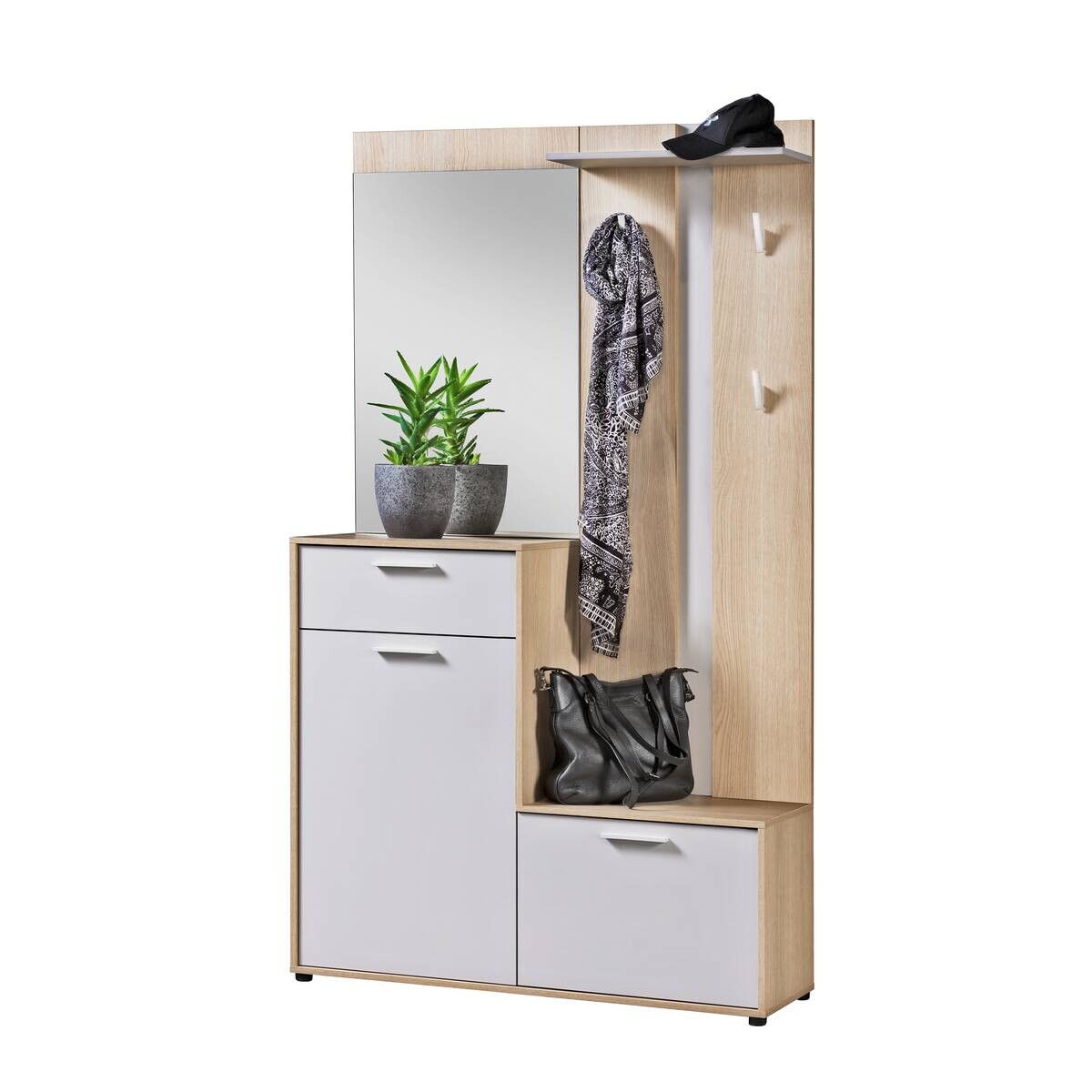 Kompaktgarderobe Borneo Eiche Nachbildung Eiche Kaschmirgrau Nachbildung B/H/T: ca. 112x197x35 cm