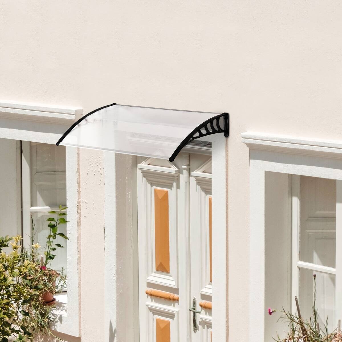 Outsunny Vordach weiß B/H/L: ca. 150x90x25 cm