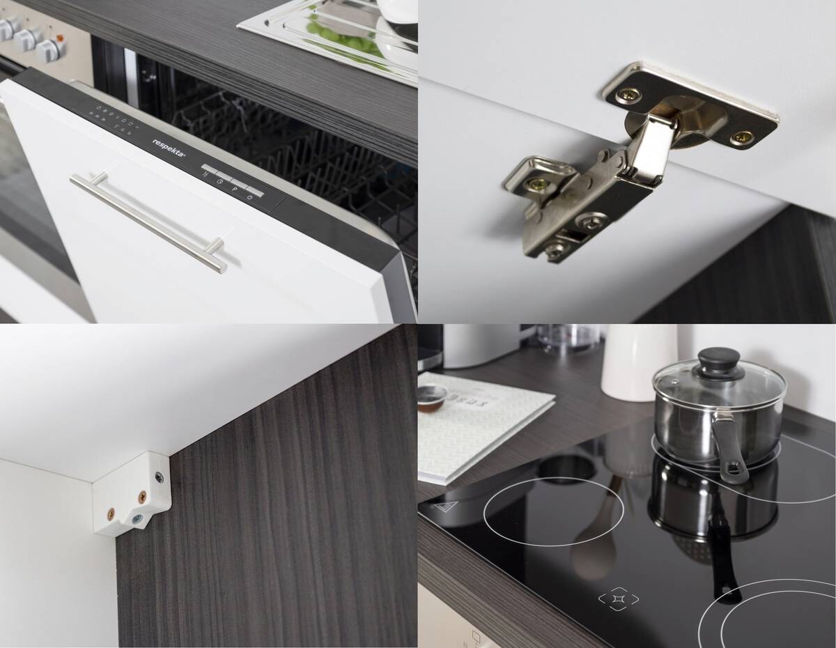 Respekta Winkelküche Amanda weiß Hochglanz B/T/L: ca. 290x60x200 cm