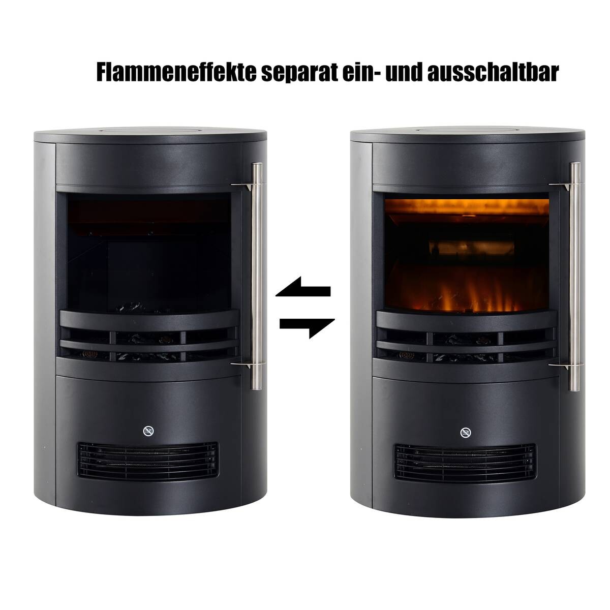HOMCOM Elektrischer-Kamin 820-087 schwarz Eisen Kunststoff Glas B/H/T: ca. 41x64,5x41 cm ca. 1800 W