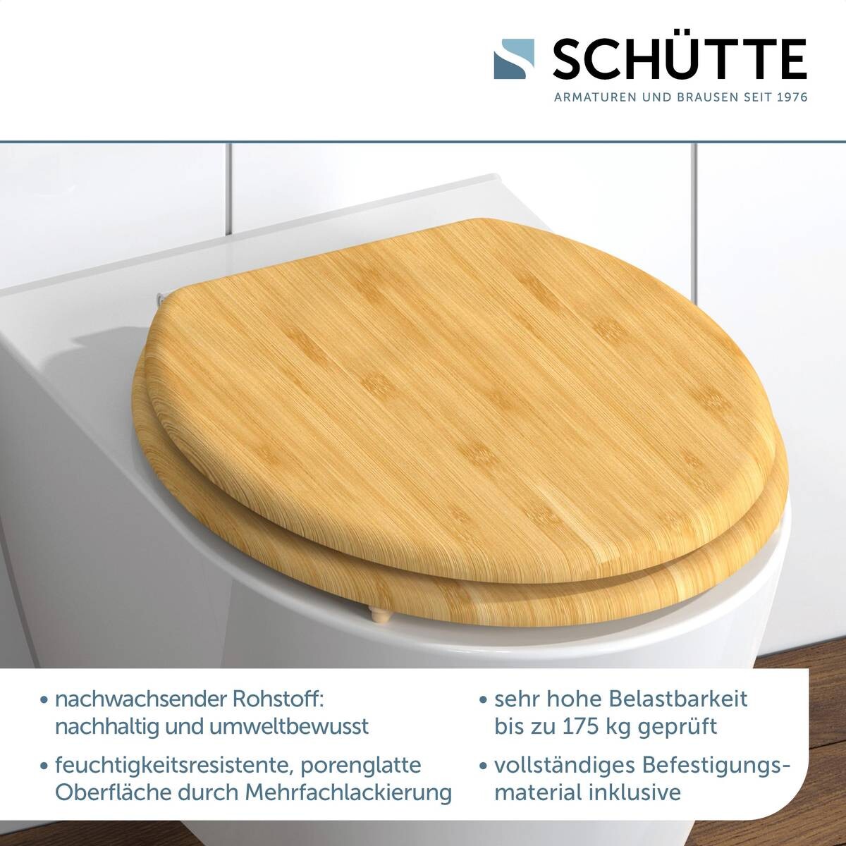 Schütte WC-Sitz NATURAL BAMBOO natur Bambus B/H/T: ca. 37,2x5,5x42,5 cm