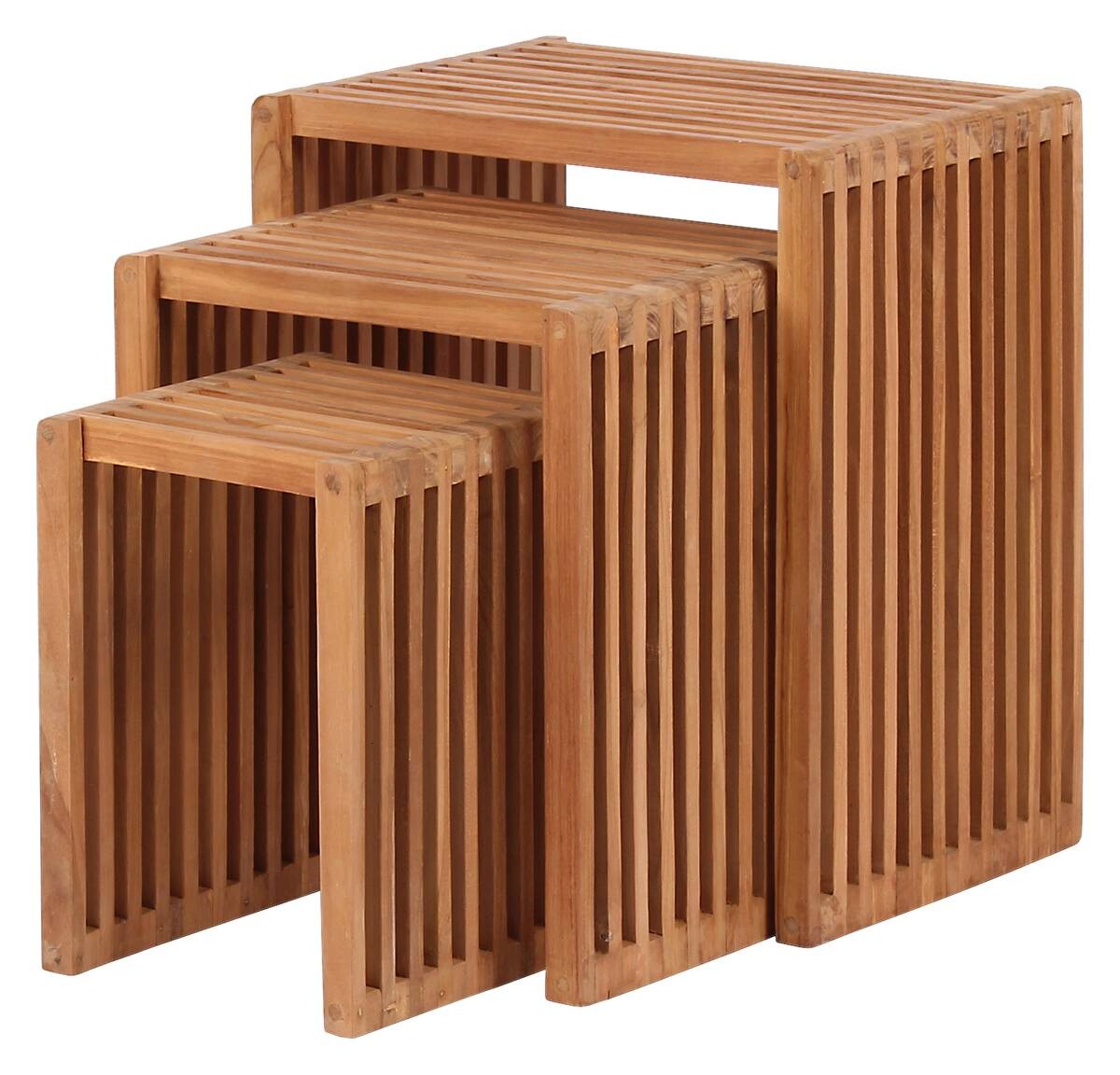 deVries Beistelltisch Woodie hellbraun Teakholz B/H/T: ca. 45x50x30 cm