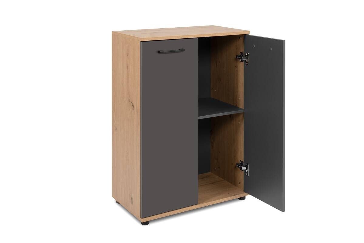 Kommode Kerry 01B Eiche Artisan Nachbildung anthrazit B/H/T: ca. 60x85x35 cm