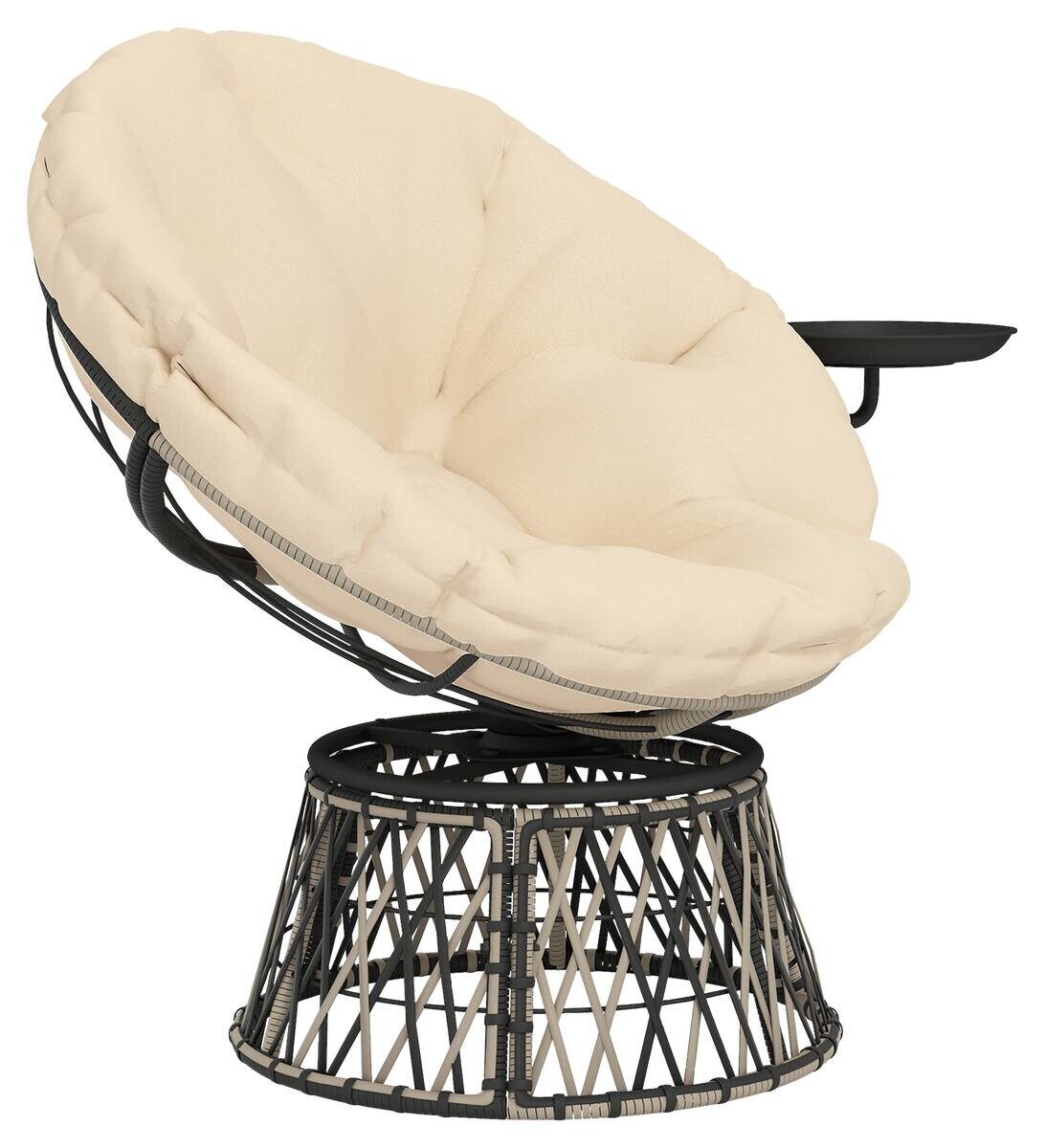 Outsunny Rattan Papasansessel beige Polyethylen B/H/L: ca. 76x88x118 cm
