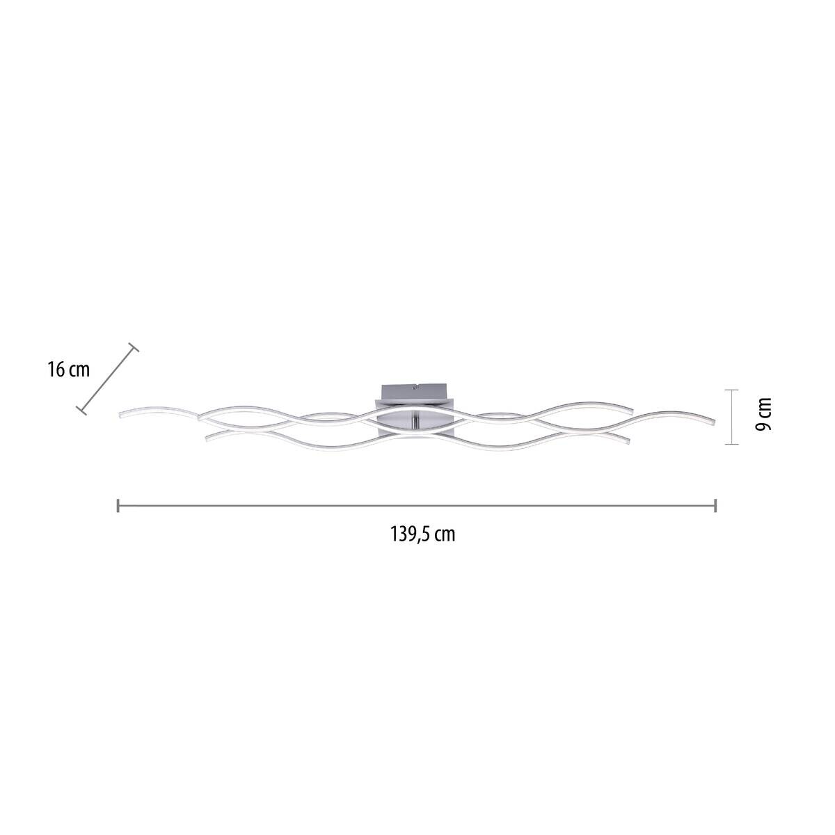 Just Light Deckenleuchte Wave Chrom Stahl Kunststoff B/L: ca. 16x140 cm
