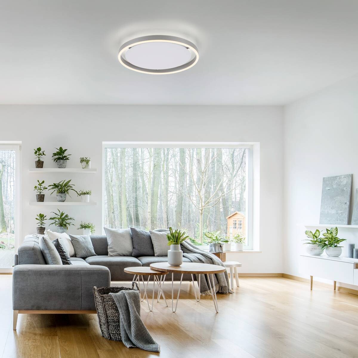 Just Light LED-Deckenleuchte RITUS 15391-95 weiß Alu Metall H/D: ca. 5,3x39,3 cm 1 Brennstellen