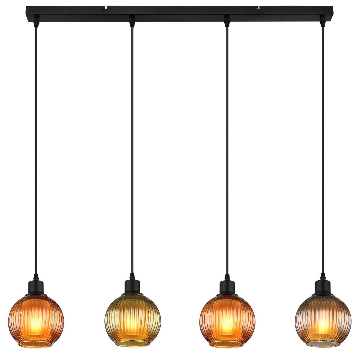 GLOBO Pendelleuchte Zumba Metall Glas B/H/L: ca. 15x120x90 cm E27 4 Brennstellen