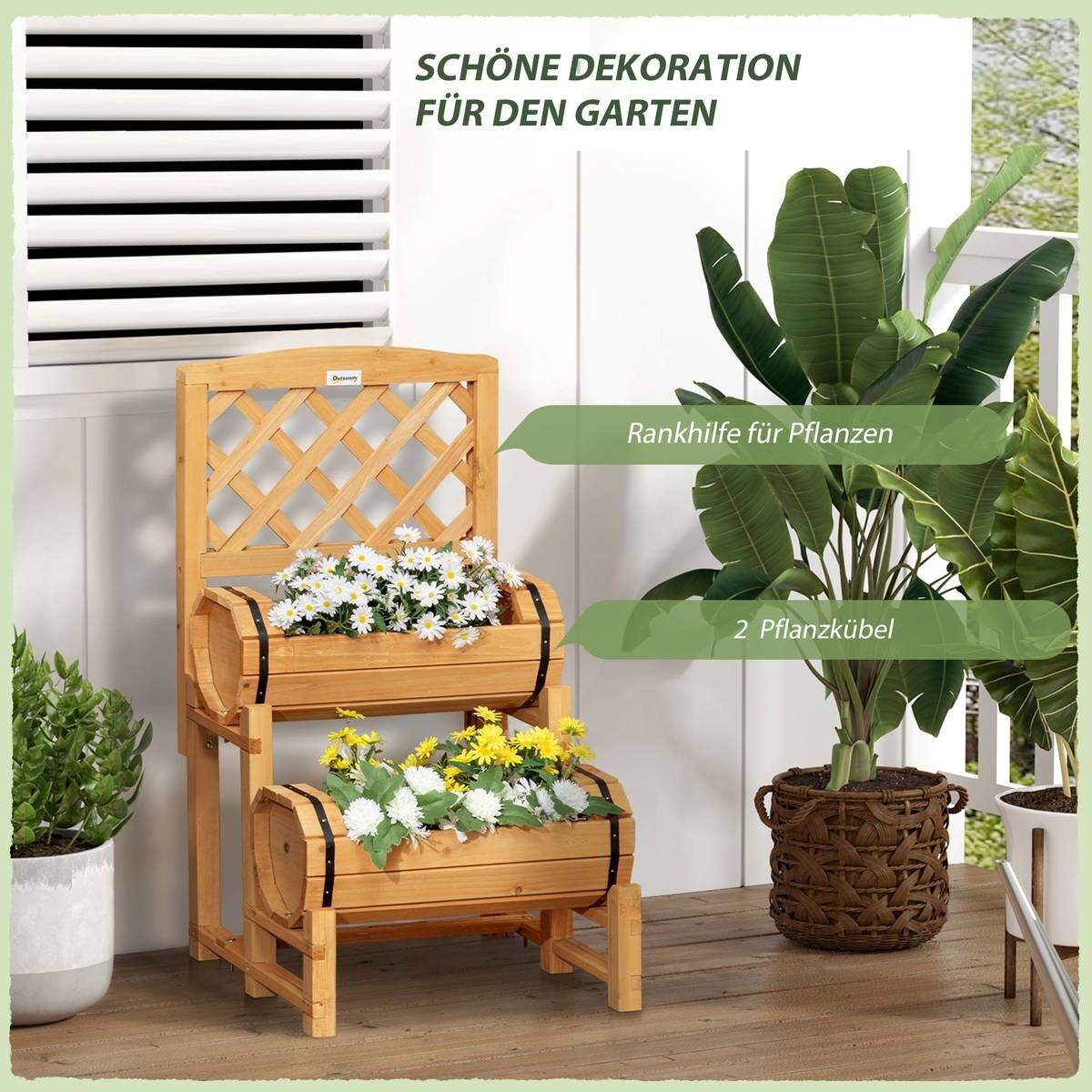 Outsunny Blumenkasten mit Rankgitter