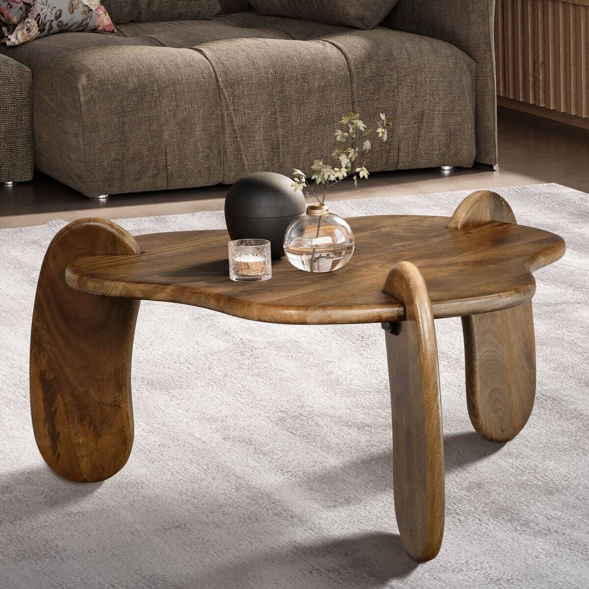 Wohnling Couchtisch braun Mango B/H/T: ca. 78x40x78 cm