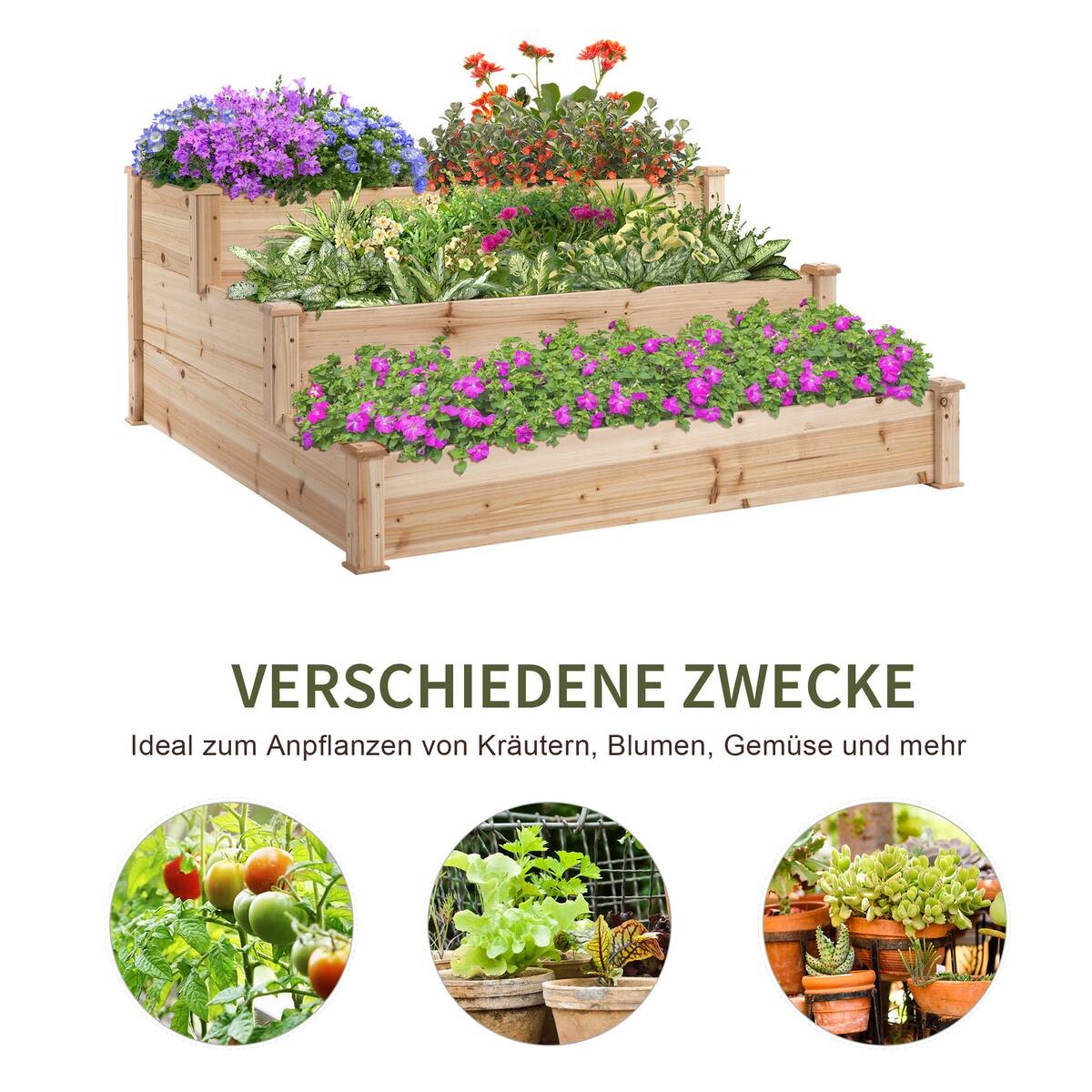 Outsunny Hochbeet B/H/L: ca. 124x56x124 cm