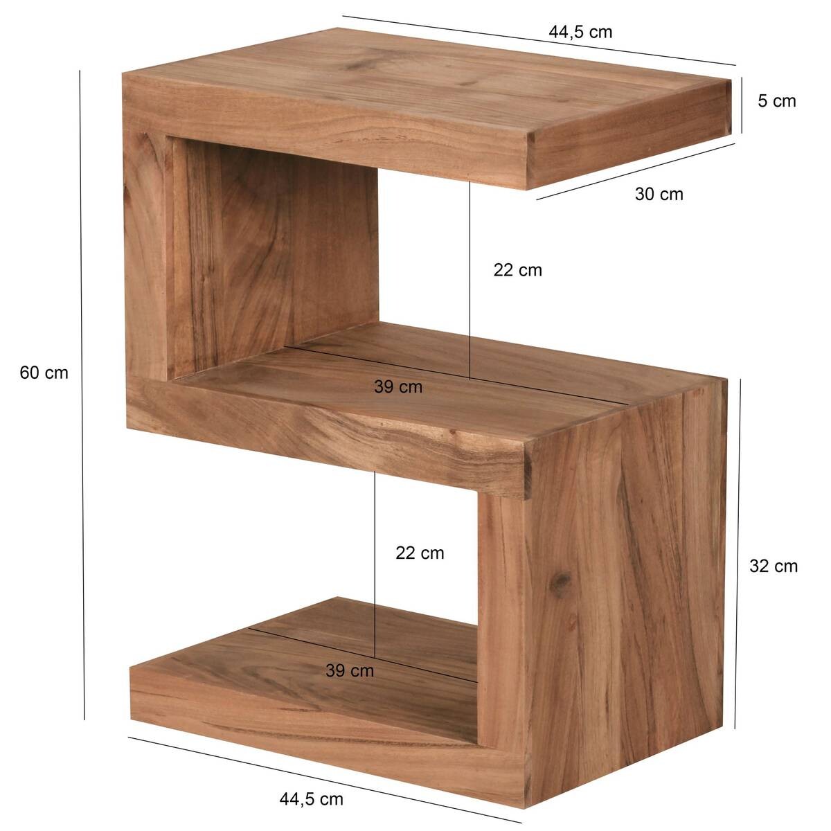Beistelltisch natur Akazie B/H/T: ca. 44x60x30 cm