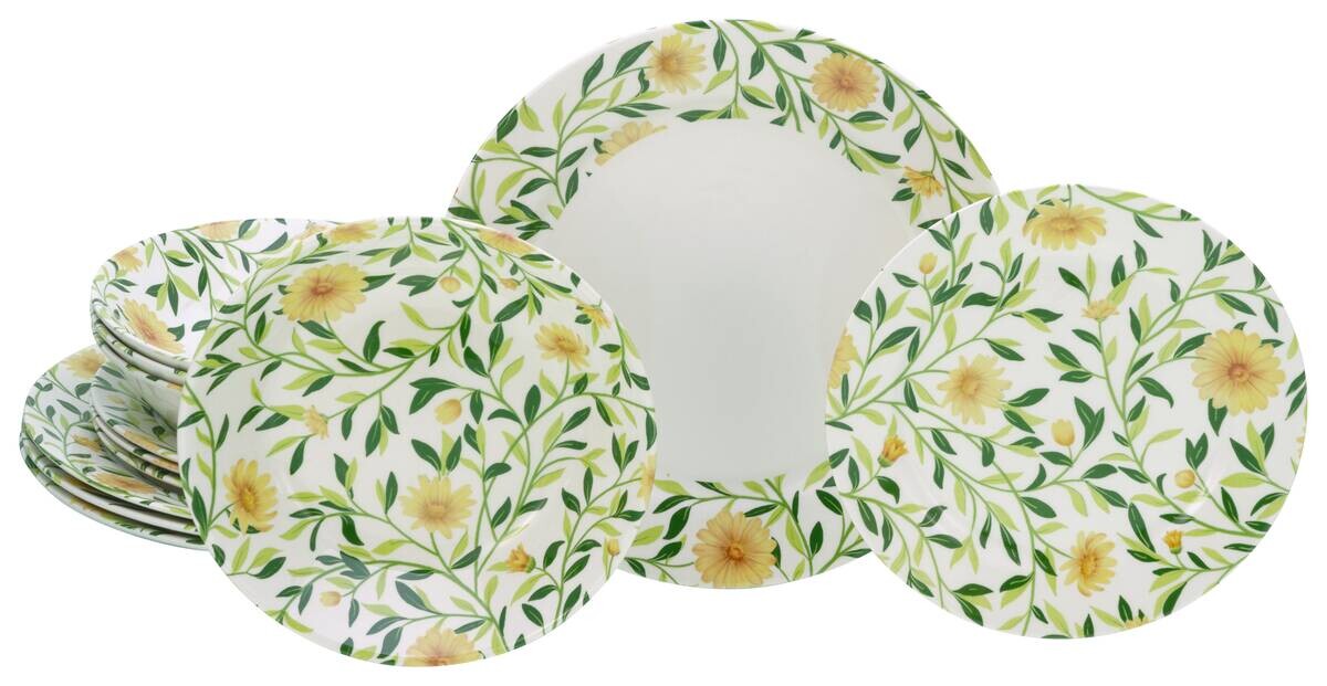 CreaTable Tafelservice Amarilla gelb Steingut 12 tlg.