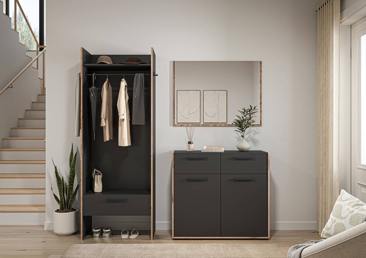 Garderobe Bueno Basalt Nox Oak Nachbildung B/H/T: ca. 180x189x37 cm