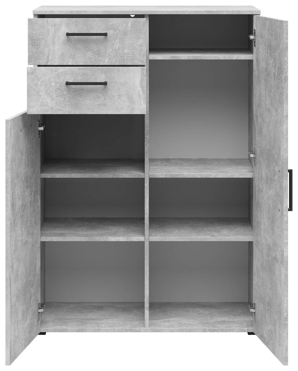 Kommode Multi-Stauraum Typ 32 Beton Optik B/H/T: ca. 80x115x40 cm