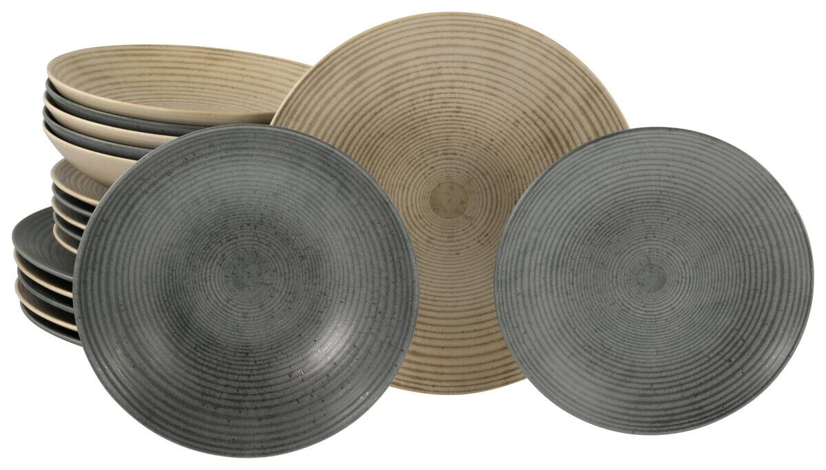 CreaTable Teller-Set Catania sand Steinzeug