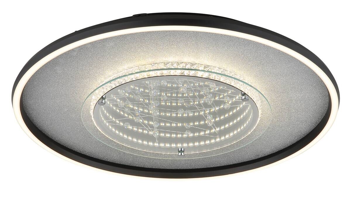 GLOBO Deckenleuchte schwarz silber klar Glas Aluminium Kunststoff H/D: ca. 6,8x51,5 cm 1 Brennstellen