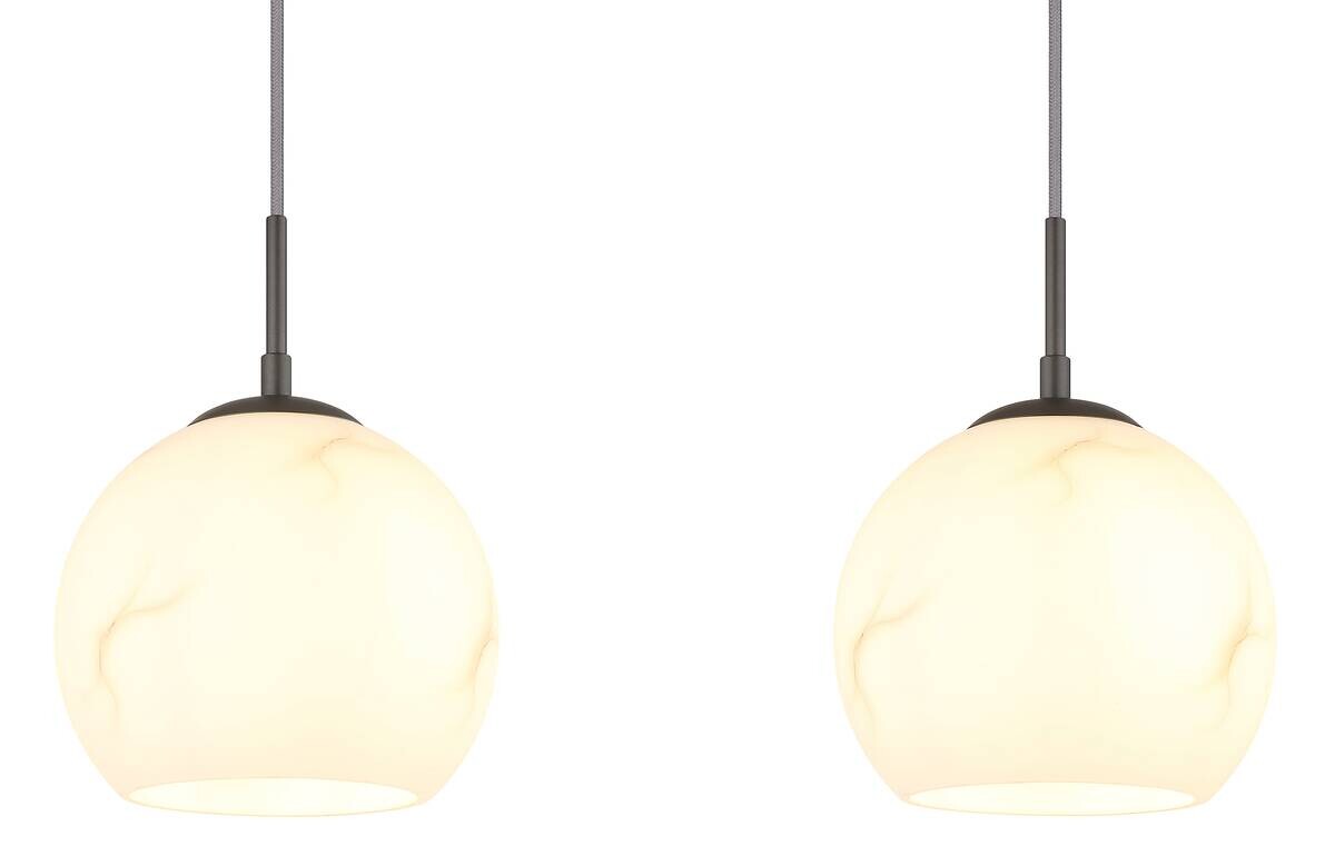 GLOBO Pendelleuchte RAGUSA schwarz Glas Metall B/H/T: ca. 2x120x9 cm E27 3 Brennstellen