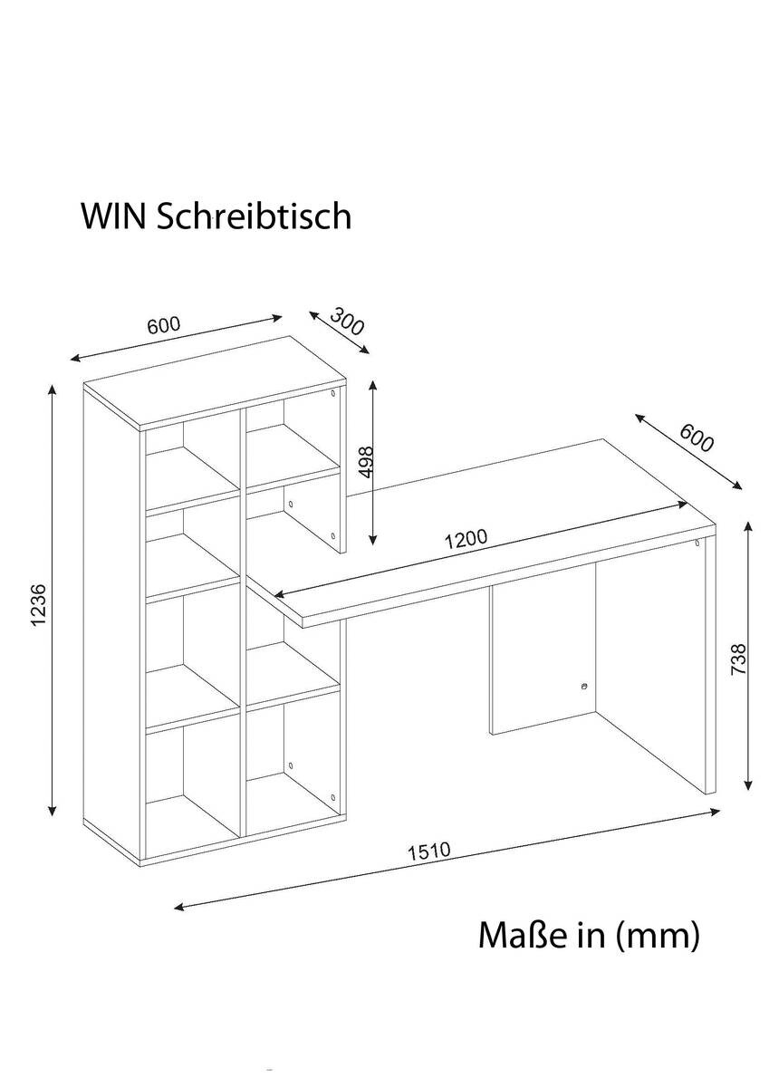 Schreibtisch Win weiß walnuss Nachbildung B/H/T: ca. 120x73x60 cm